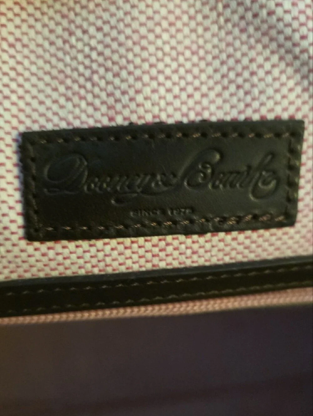 Dooney & Bourke Tan Croc-Embossed Satchel with Black Trim